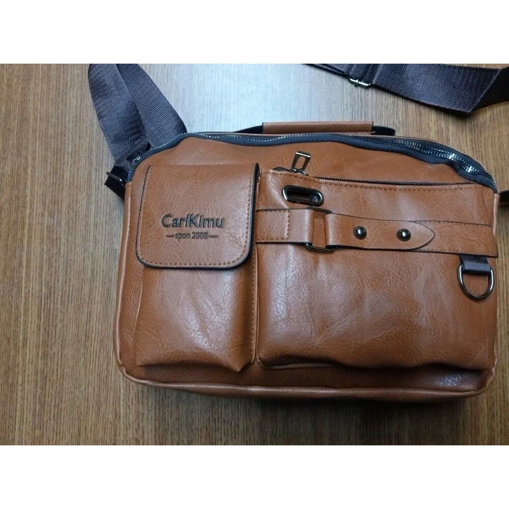 NWT CarlKimu Vintage  Camel Tan Shoulder Spacious Multi-Pocket Office Travel Bag